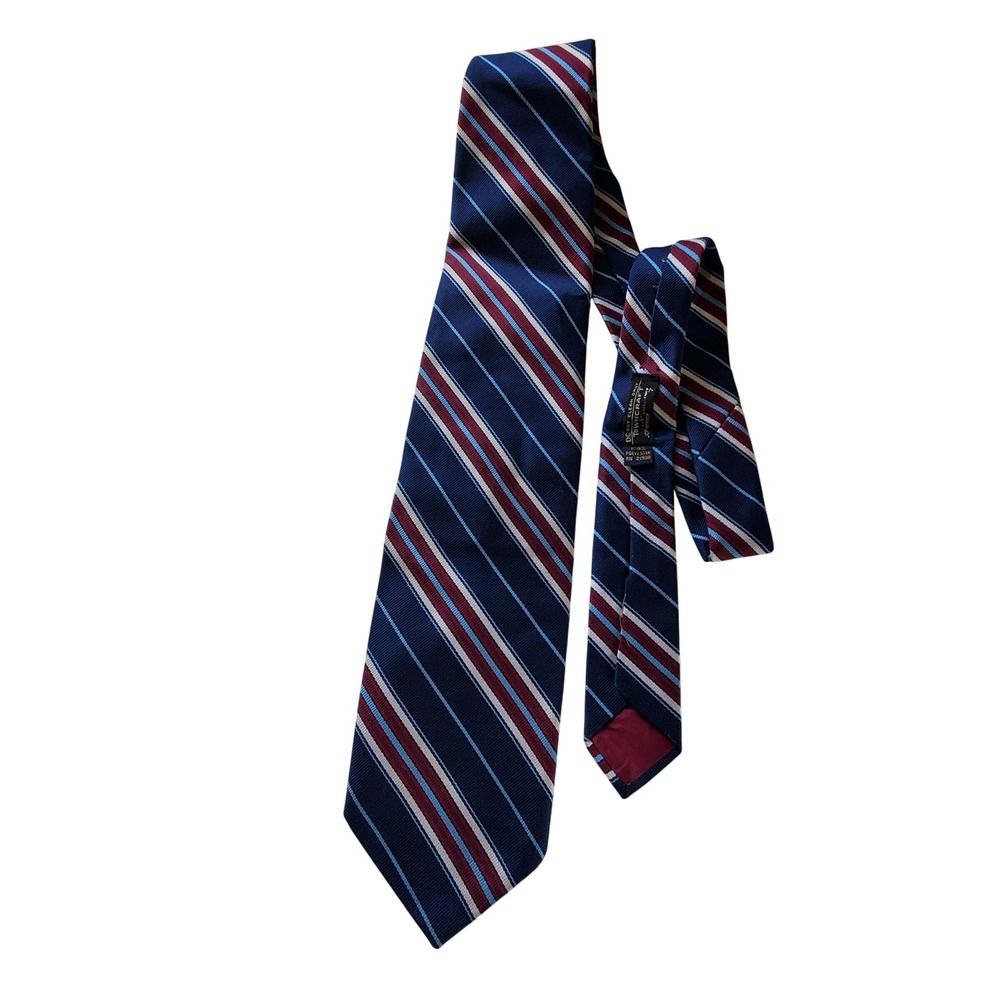 Vintage Towncraft JCPenney Mens Navy Red Striped Polyester Necktie 4x54
